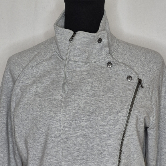 Athleta Womens Gray Asymmetric Full-Zip Snap Collar Jacket w/ Zip Vents - Size M - Picture 5 of 13